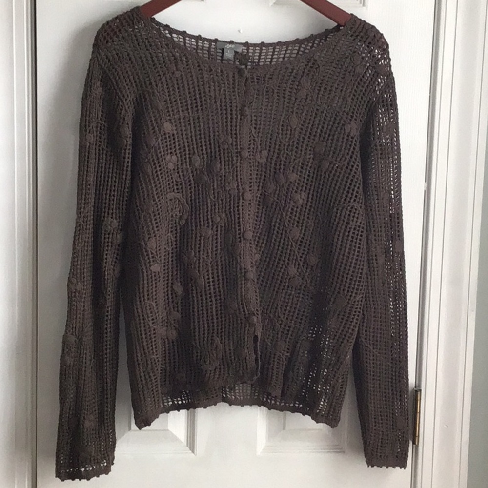 J.Jill Olive Fishnet Cardigan